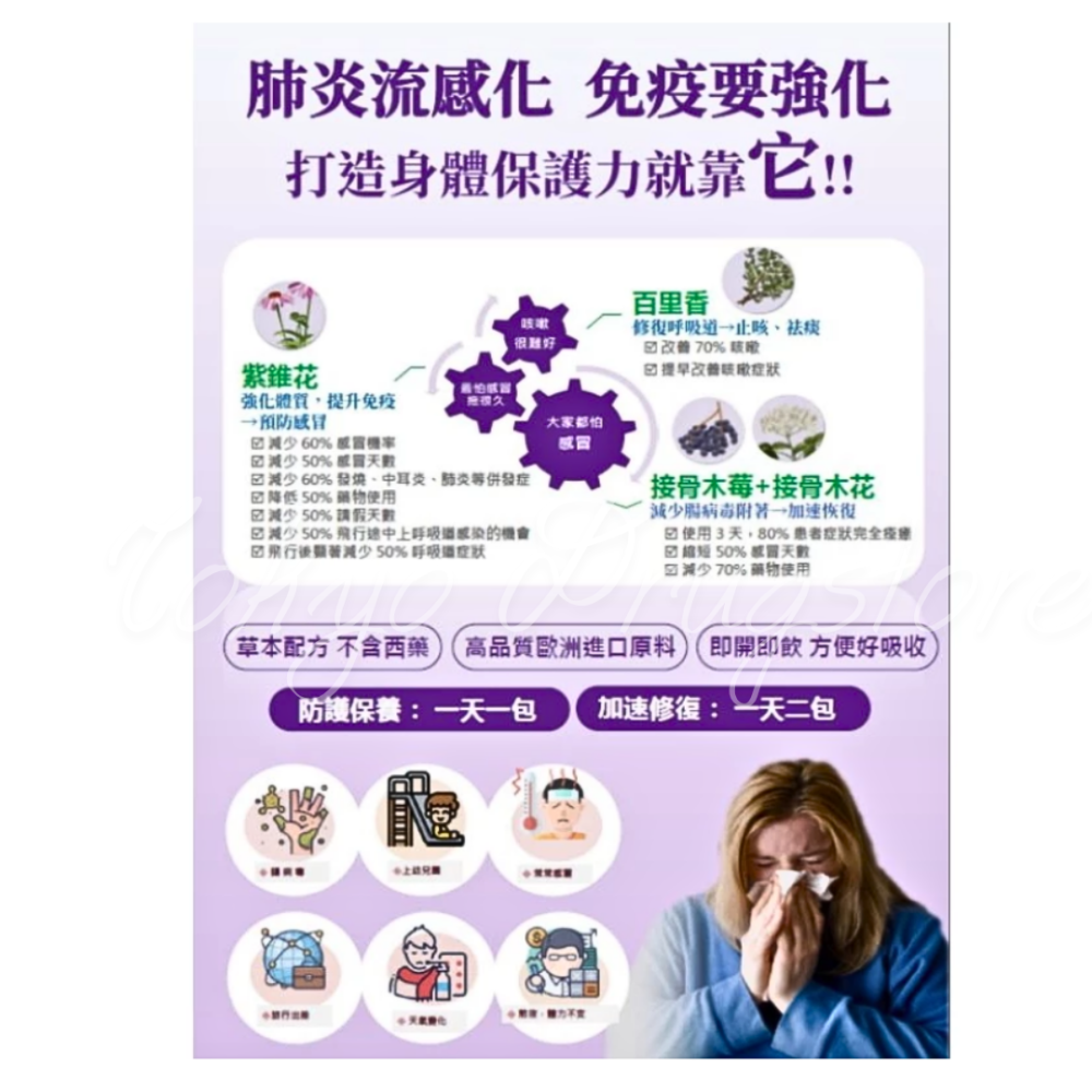 Flu-gone 服立康 草本植萃精華飲 30包/盒 PLUS-細節圖2