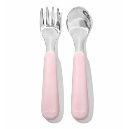 美國 OXO tot 寶寶握叉匙組 304不鏽鋼 叉子 湯匙 隨行叉匙組 學習餐具-規格圖3