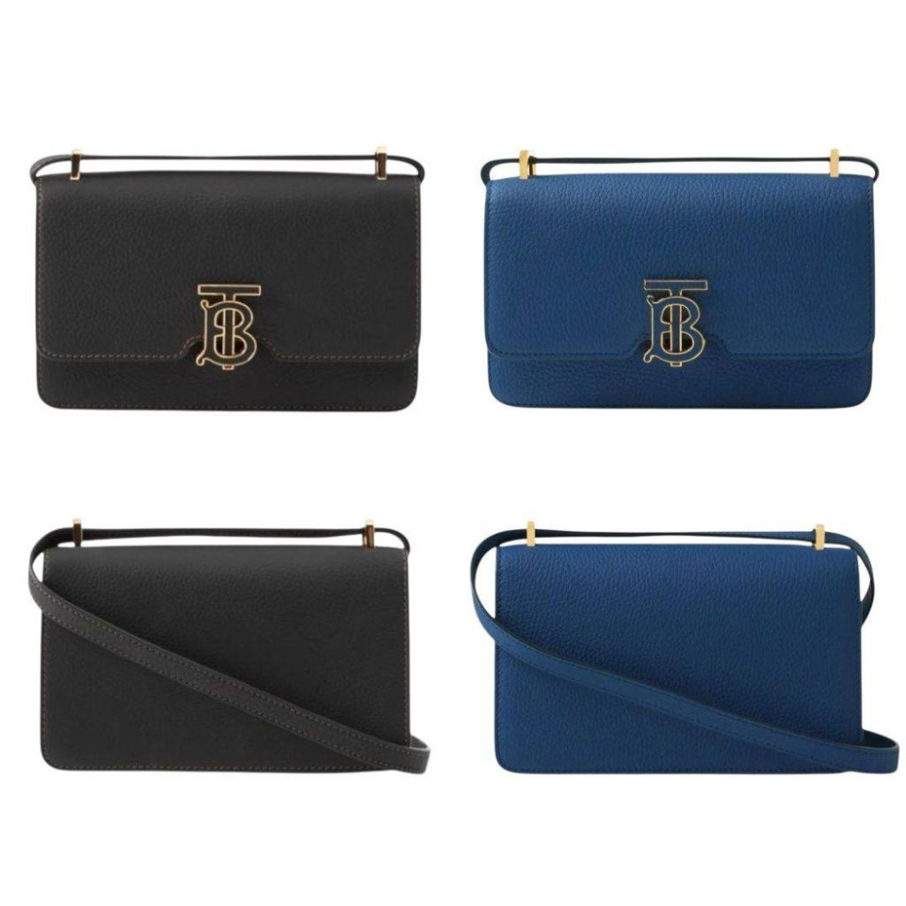 B Grainy Leather Mini TB Bag粒面皮革TB迷你包｜金屬鎖扣｜徽標｜肩背包｜斜肩包｜黑色｜海軍藍-細節圖2