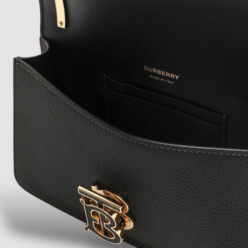 B Grainy Leather Mini TB Bag粒面皮革TB迷你包｜金屬鎖扣｜徽標｜肩背包｜斜肩包｜黑色｜海軍藍-細節圖4