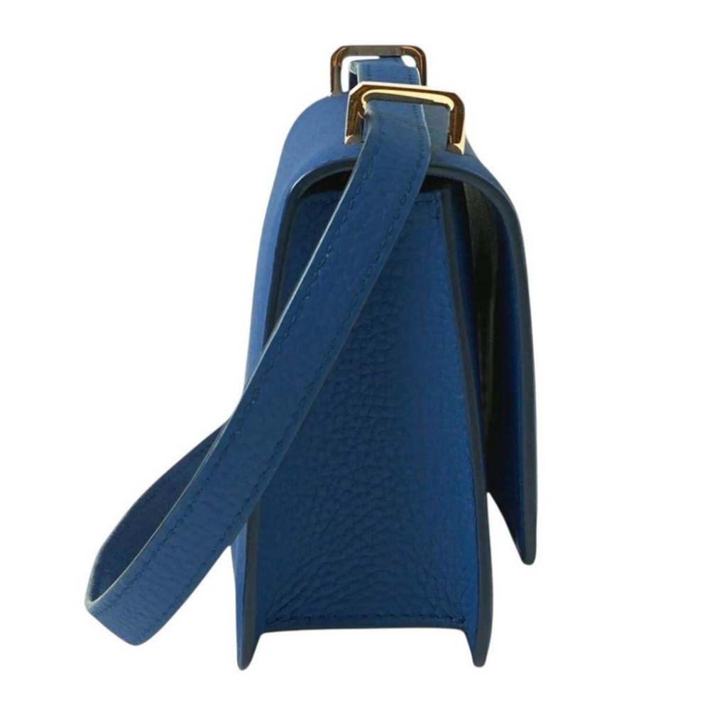 B Grainy Leather Mini TB Bag粒面皮革TB迷你包｜金屬鎖扣｜徽標｜肩背包｜斜肩包｜黑色｜海軍藍-細節圖6