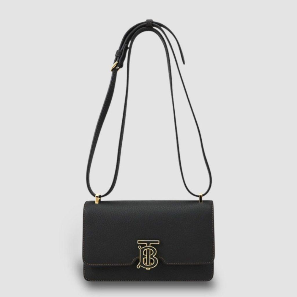 B Grainy Leather Mini TB Bag粒面皮革TB迷你包｜金屬鎖扣｜徽標｜肩背包｜斜肩包｜黑色｜海軍藍-細節圖9