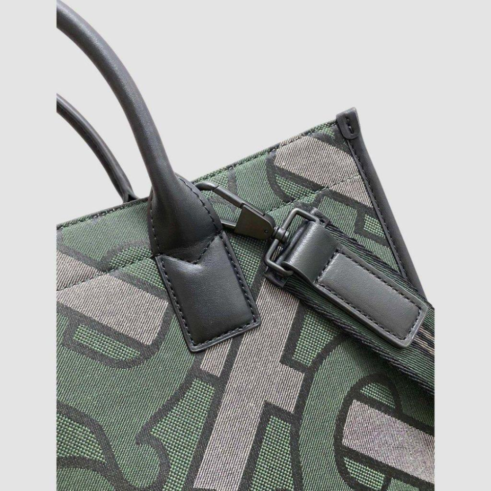 B TB LOGO字樣緹花軍綠色托特包｜手提包｜斜肩包｜肩背包｜橄欖綠｜男女通用款式-細節圖3