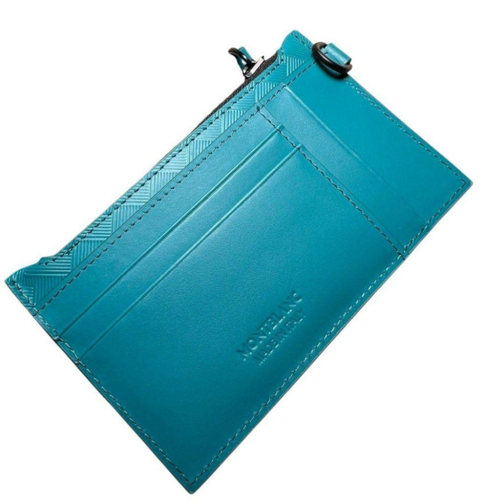 萬寶龍EXTREME 風尚系列 3.0 卡夾，8 卡式，附拉鏈隔層 防刮卡片包｜牛皮｜湖水藍｜孔雀綠｜防刮材質｜卡包-細節圖2