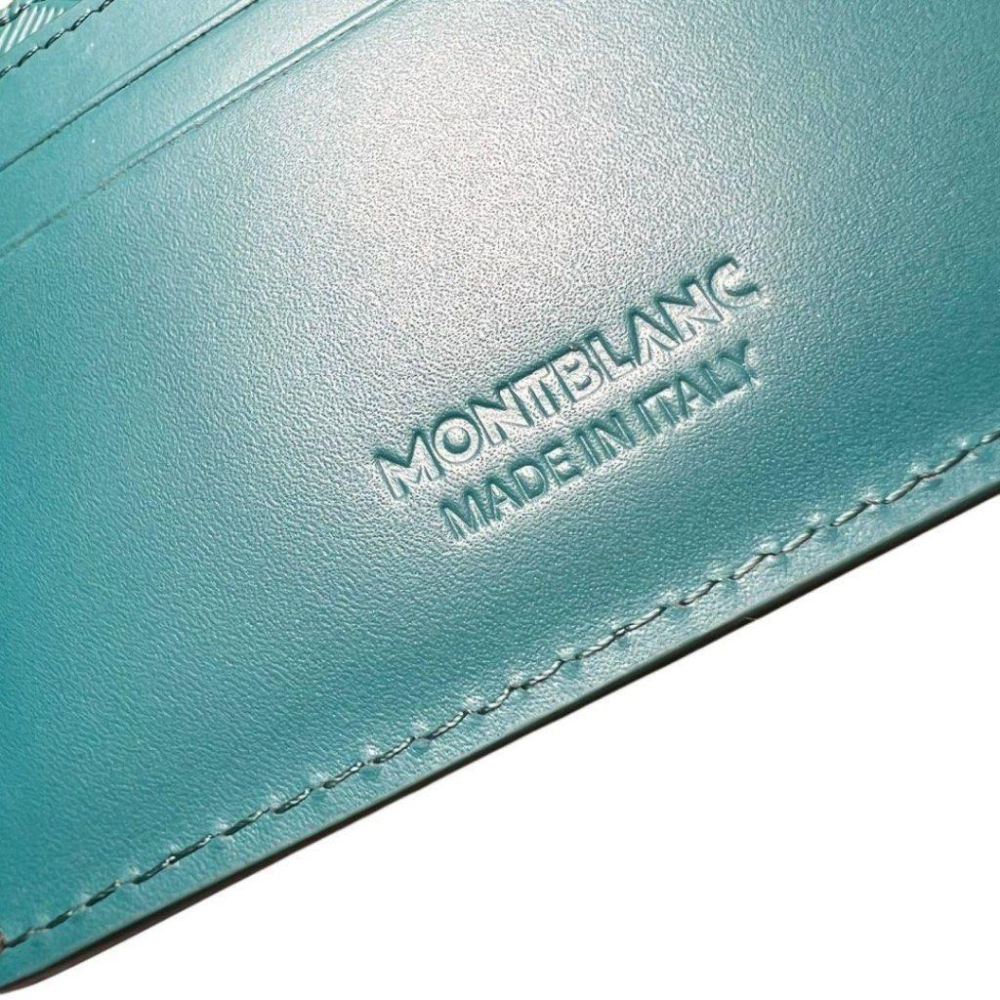 萬寶龍EXTREME 風尚系列 3.0 卡夾，8 卡式，附拉鏈隔層 防刮卡片包｜牛皮｜湖水藍｜孔雀綠｜防刮材質｜卡包-細節圖3