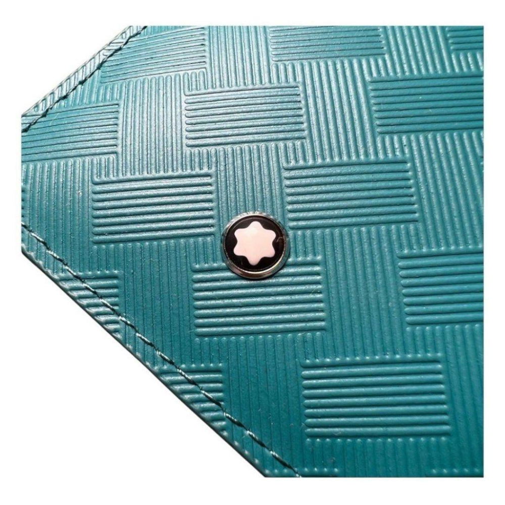 萬寶龍EXTREME 風尚系列 3.0 卡夾，8 卡式，附拉鏈隔層 防刮卡片包｜牛皮｜湖水藍｜孔雀綠｜防刮材質｜卡包-細節圖4