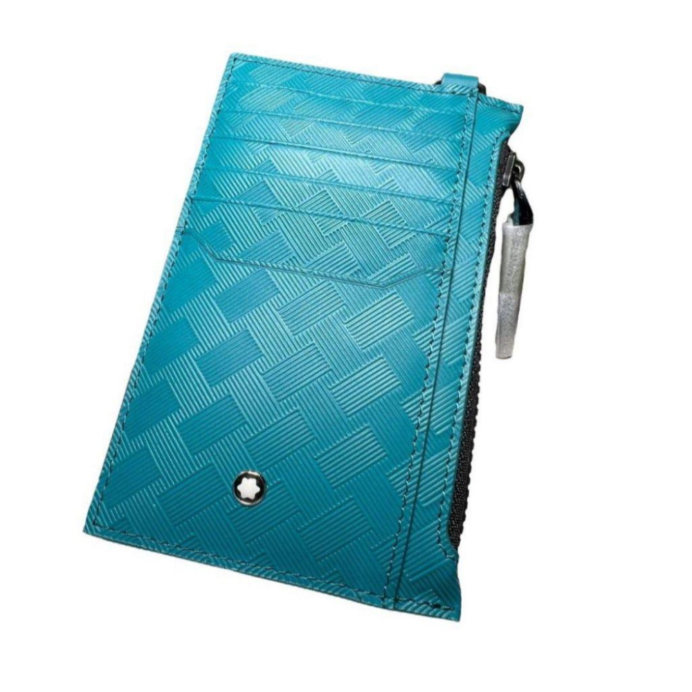 萬寶龍EXTREME 風尚系列 3.0 卡夾，8 卡式，附拉鏈隔層 防刮卡片包｜牛皮｜湖水藍｜孔雀綠｜防刮材質｜卡包-細節圖6