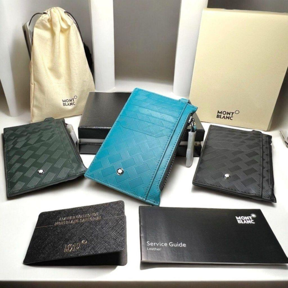 萬寶龍EXTREME 風尚系列 3.0 卡夾，8 卡式，附拉鏈隔層 防刮卡片包｜牛皮｜湖水藍｜孔雀綠｜防刮材質｜卡包-細節圖7