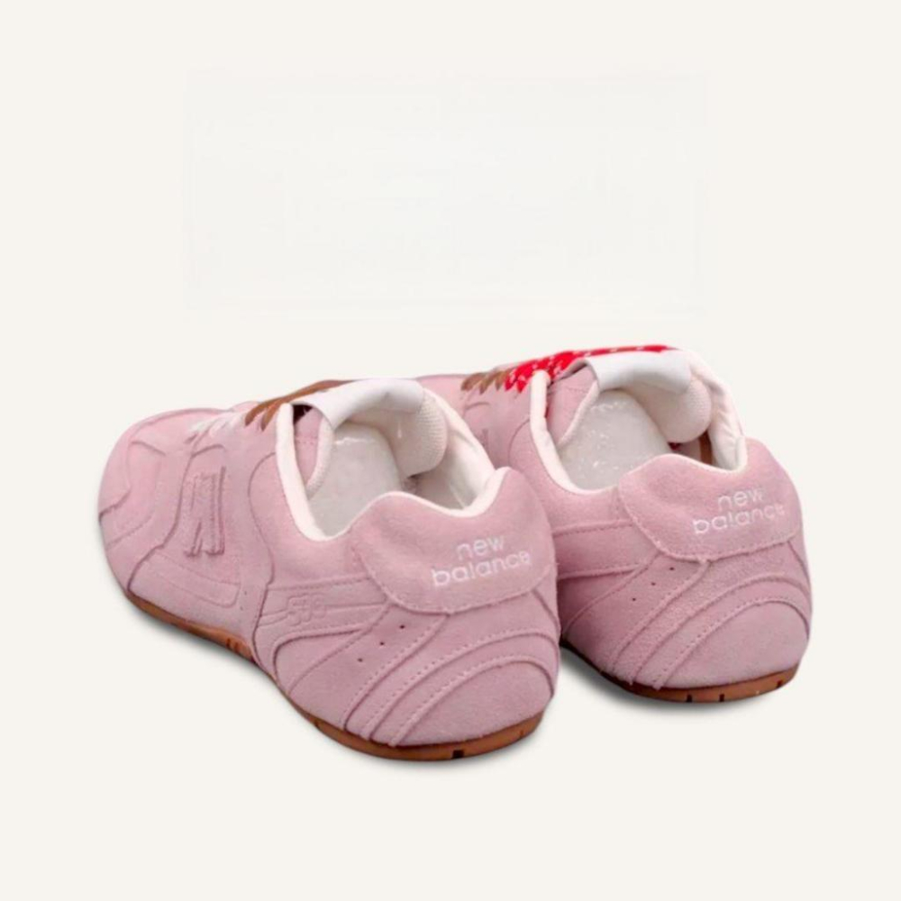 NB x Miu 聯名款粉紅色麂皮拼接運動休閒皮鞋 ｜牛皮｜麂皮｜情侶款｜休閒｜運動鞋｜阿甘鞋｜德訓鞋 ｜聯乘-細節圖3