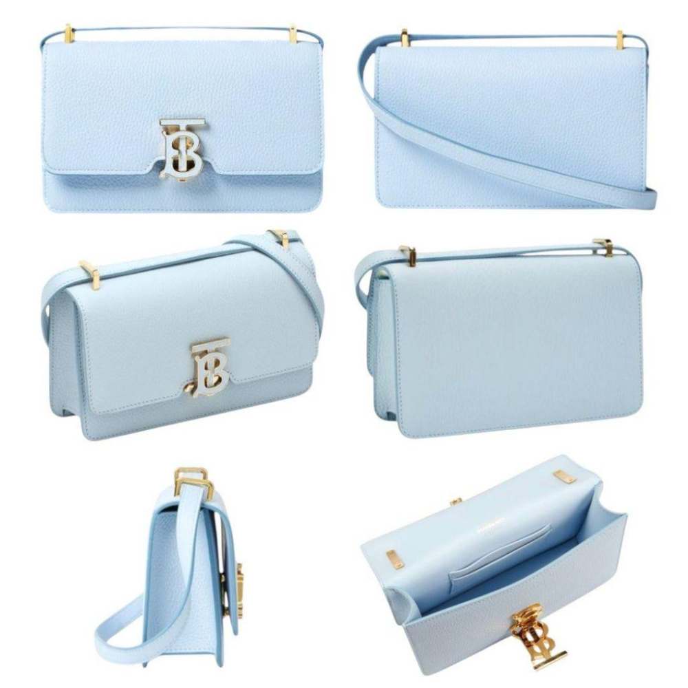 B Grainy Leather Mini TB Bag粒面皮革TB迷你包｜金屬鎖扣｜徽標｜肩背包｜斜肩包｜粉紅色｜藍色-細節圖3