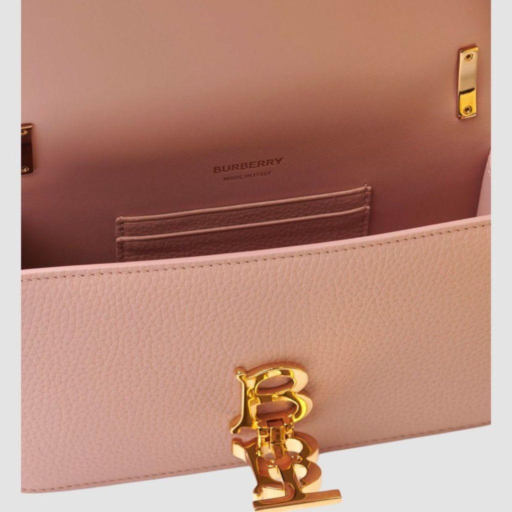 B Grainy Leather Mini TB Bag粒面皮革TB迷你包｜金屬鎖扣｜徽標｜肩背包｜斜肩包｜粉紅色｜藍色-細節圖7