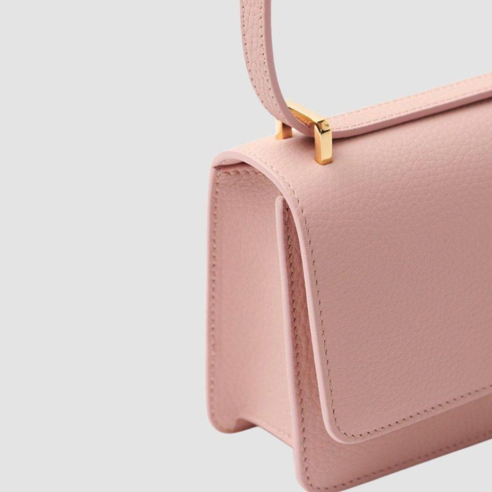 B Grainy Leather Mini TB Bag粒面皮革TB迷你包｜金屬鎖扣｜徽標｜肩背包｜斜肩包｜粉紅色｜藍色-細節圖8