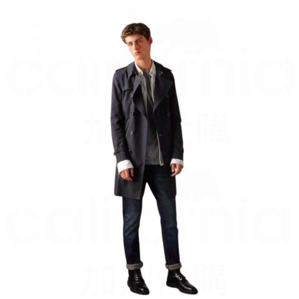 B Trench Coat｜中長版｜Gabardine｜Sandringham (桑德林漢姆)｜經典風衣外套｜蜜金色｜黑-細節圖2