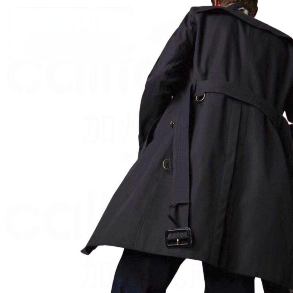 B Trench Coat｜中長版｜Gabardine｜Sandringham (桑德林漢姆)｜經典風衣外套｜蜜金色｜黑-細節圖3