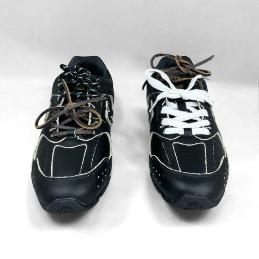 NB x Miu聯名款黑色拼接全皮革運動休閒皮鞋 ｜牛皮｜情侶款｜男女通用款｜休閒｜運動鞋｜阿甘鞋｜德訓鞋-細節圖4