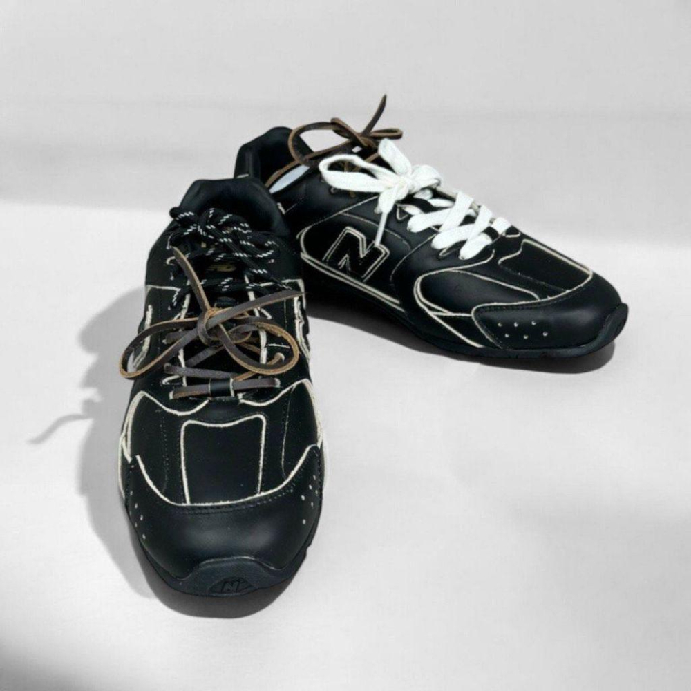 NB x Miu聯名款黑色拼接全皮革運動休閒皮鞋 ｜牛皮｜情侶款｜男女通用款｜休閒｜運動鞋｜阿甘鞋｜德訓鞋-細節圖5