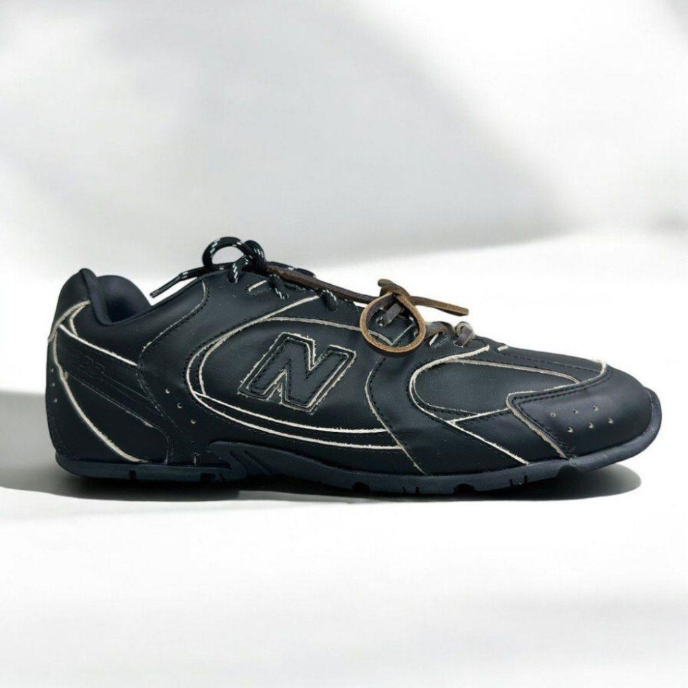 NB x Miu聯名款黑色拼接全皮革運動休閒皮鞋 ｜牛皮｜情侶款｜男女通用款｜休閒｜運動鞋｜阿甘鞋｜德訓鞋-細節圖7