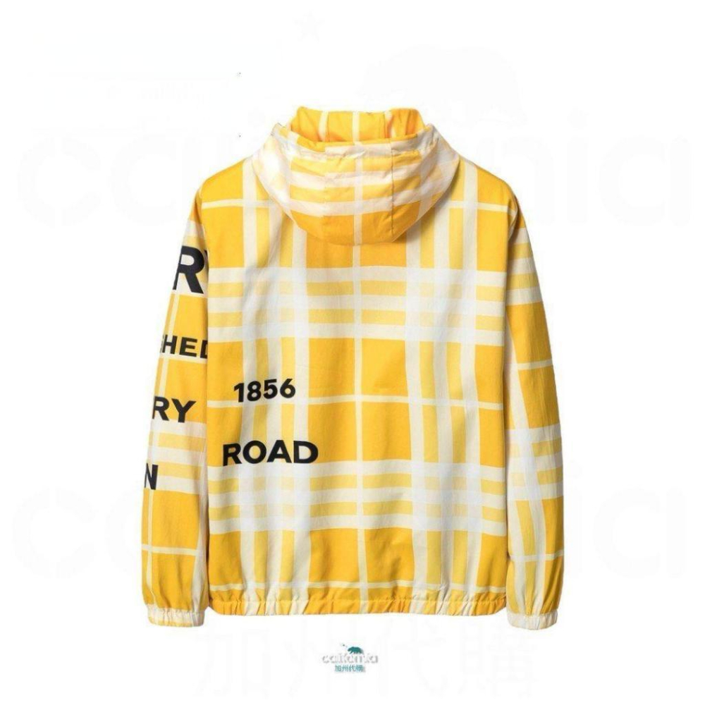 B 經典格紋黃色字母連帽風衣外套/夾克/衝鋒衣｜❗️此為剪標商品-細節圖2