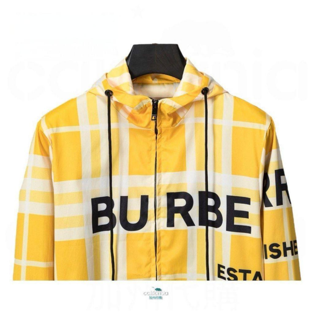 B 經典格紋黃色字母連帽風衣外套/夾克/衝鋒衣｜❗️此為剪標商品-細節圖3