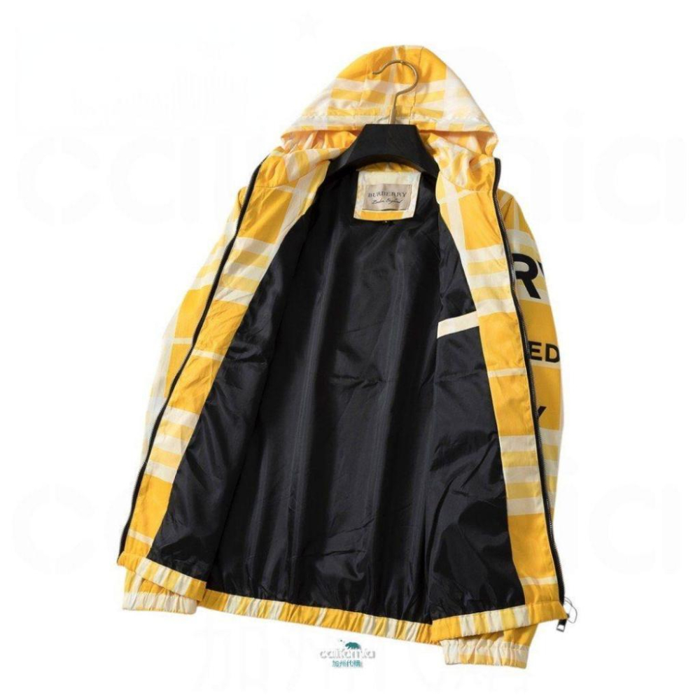 B 經典格紋黃色字母連帽風衣外套/夾克/衝鋒衣｜❗️此為剪標商品-細節圖6