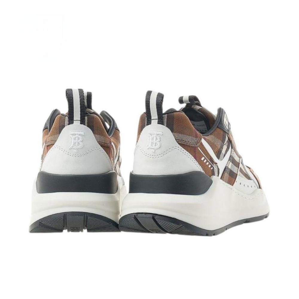 Bur 格紋拼牛皮綁帶運動鞋｜棕白色｜樺木棕｜白色｜黑色｜格紋｜皮革｜增高鞋｜休閒鞋｜老爹鞋｜男女款通用鞋-細節圖7