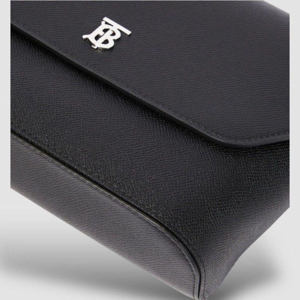 B 黑色TB字樣銀色金屬Logo 翻蓋包｜郵差包｜肩背包｜斜肩包｜信差包｜環保皮革｜男女通用款-細節圖7