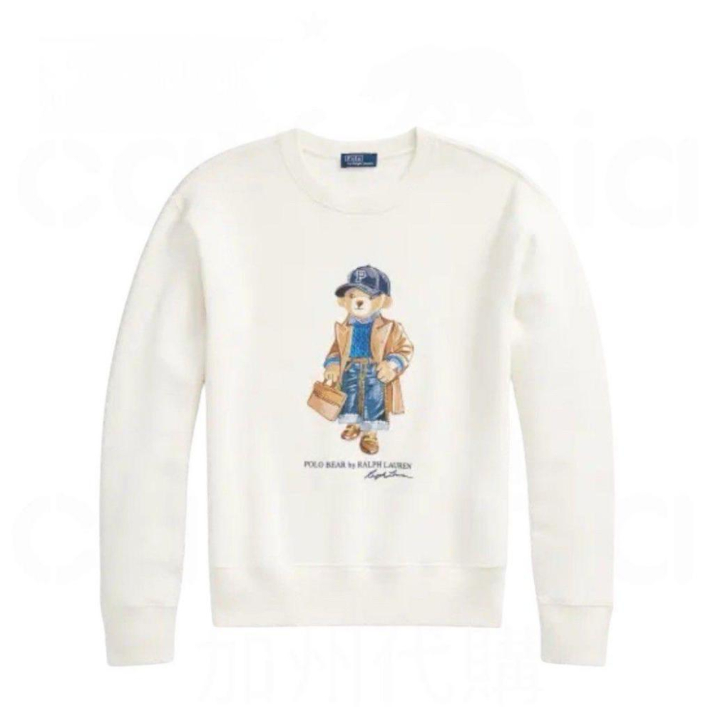 RL女款長袖內刷毛抓絨圓領 大學T/運動衫/RL熊/白色系/熊熊🐻｜Factory Store工廠店版本-細節圖3