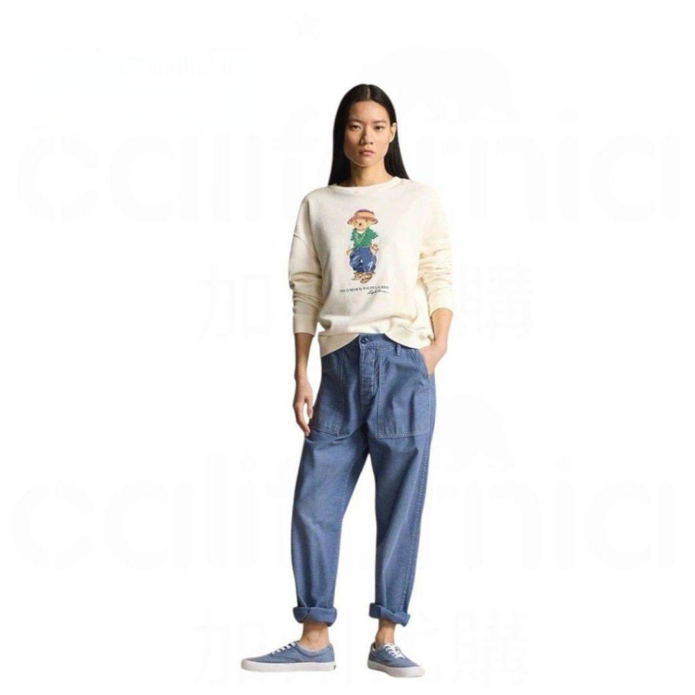 RL女款長袖內刷毛抓絨圓領 大學T/運動衫/RL熊/白色系/熊熊🐻｜Factory Store工廠店版本-細節圖5