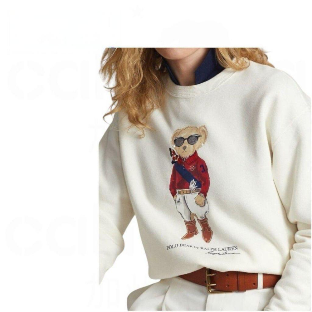 RL女款長袖內刷毛抓絨圓領 大學T/運動衫/RL熊/白色系/熊熊🐻｜Factory Store工廠店版本-細節圖6