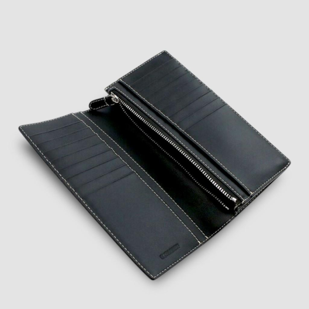 Check and Leather Continental Wallet 品牌字母徽標 經典格紋皮革長夾｜暗樺木棕色-細節圖8