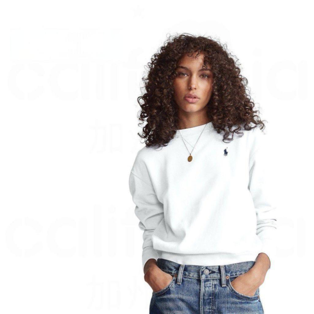 RL女款長袖內刷毛抓絨圓領 大學T/運動衫//白色/藍色/桃紅色/黑色 Factory Store工廠店版本-細節圖8