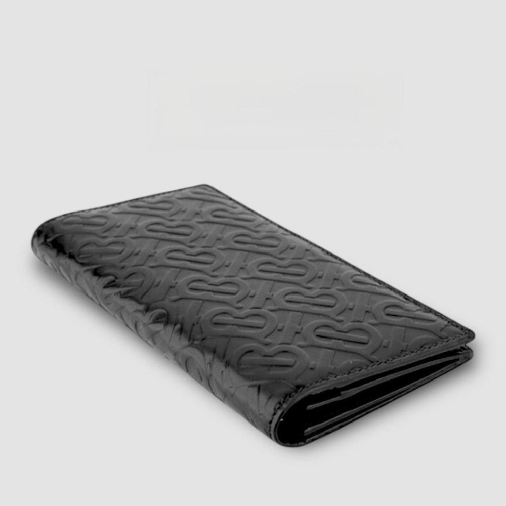 Embossed Leather Bifold Wallet 品牌TB字母壓紋皮革長夾｜黑色｜對摺｜對開｜16卡｜拉鍊｜-細節圖3