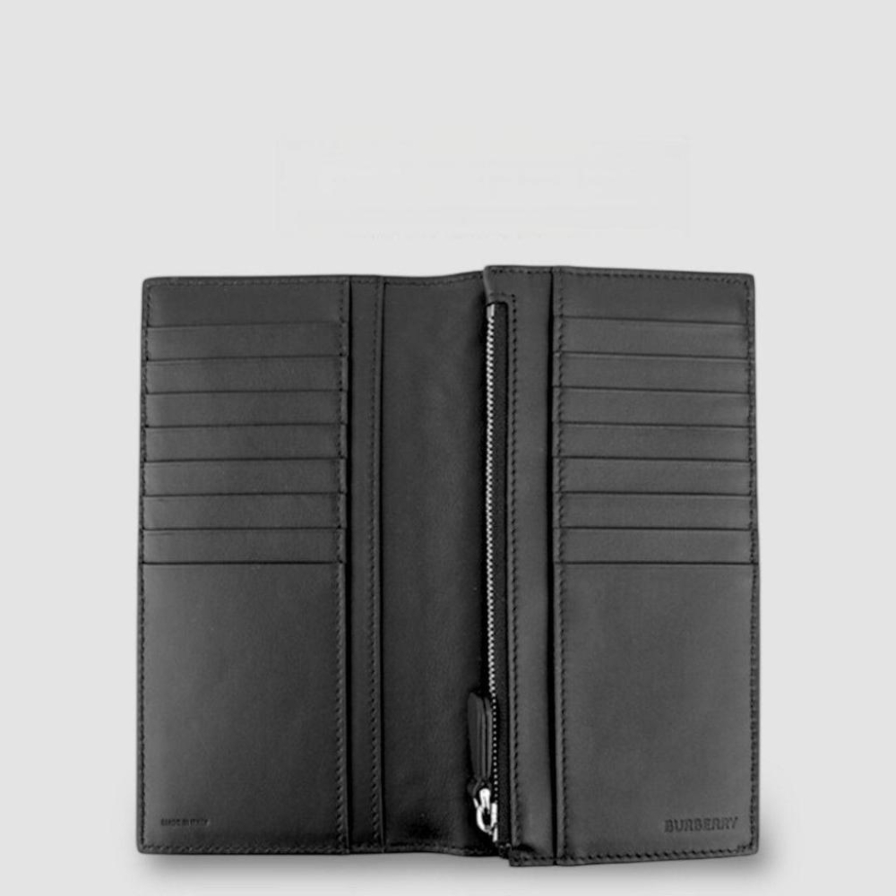 Embossed Leather Bifold Wallet 品牌TB字母壓紋皮革長夾｜黑色｜對摺｜對開｜16卡｜拉鍊｜-細節圖4