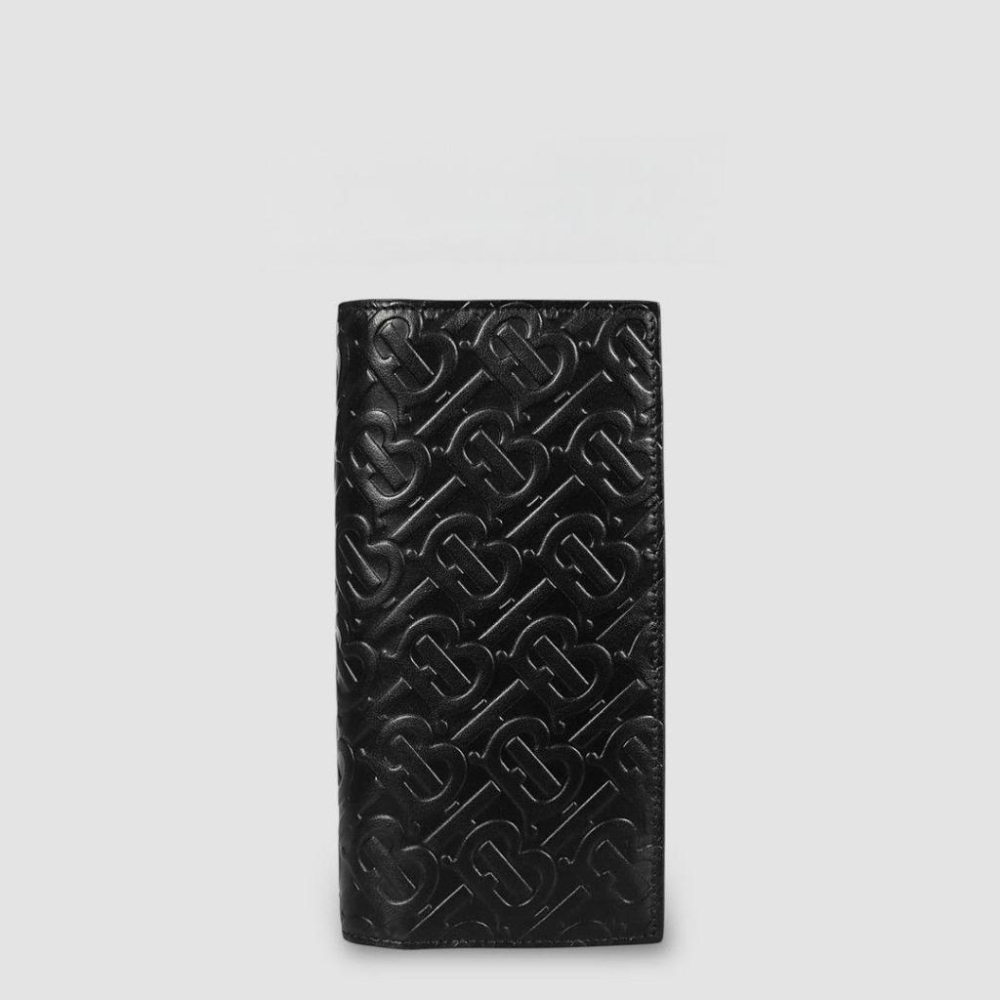 Embossed Leather Bifold Wallet 品牌TB字母壓紋皮革長夾｜黑色｜對摺｜對開｜16卡｜拉鍊｜-細節圖5