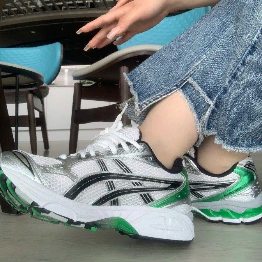 asi GEL-KAYANO 14休閒鞋｜運動鞋｜GK14｜白銀綠色｜白色｜銀色｜綠色｜黑色｜皮革｜網眼｜男女通用鞋款-細節圖3