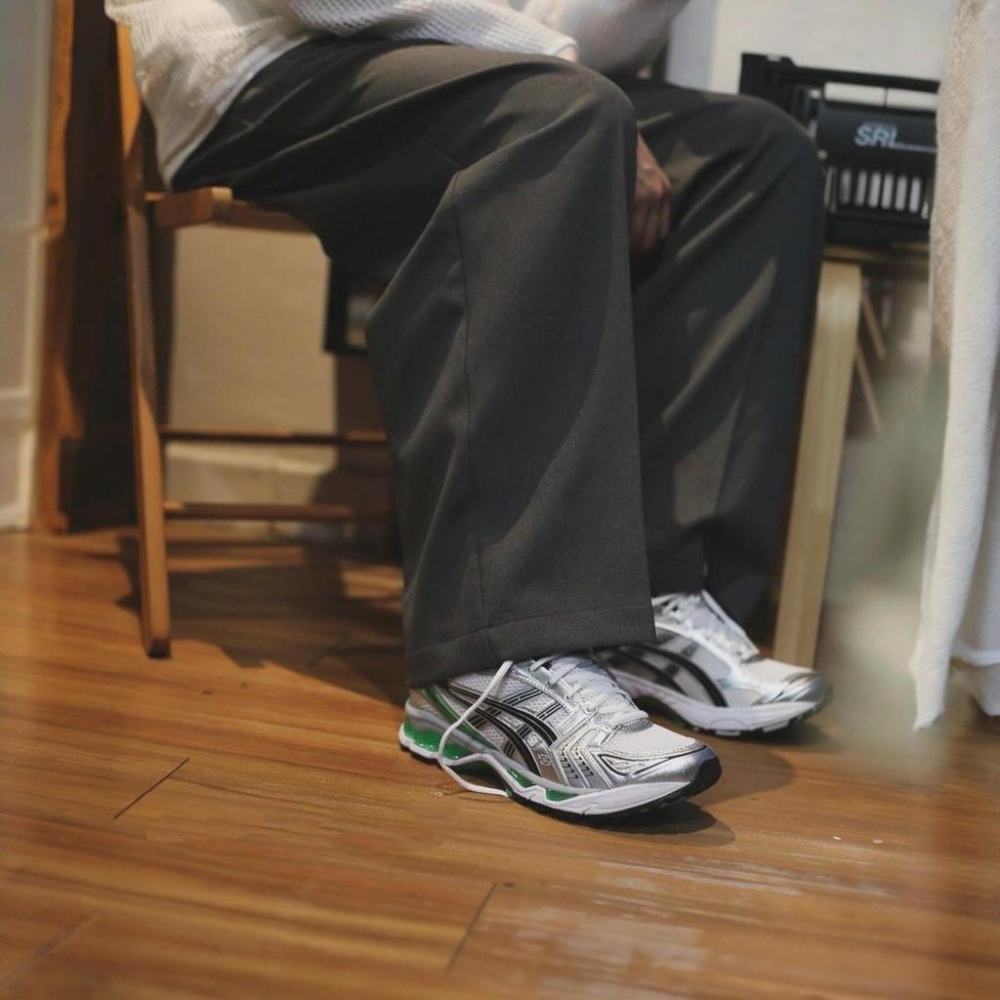 asi GEL-KAYANO 14休閒鞋｜運動鞋｜GK14｜白銀綠色｜白色｜銀色｜綠色｜黑色｜皮革｜網眼｜男女通用鞋款-細節圖5