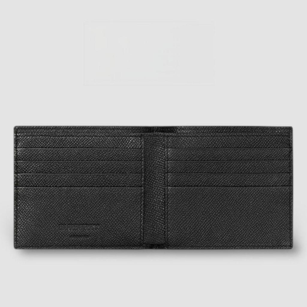 Check and Leather Bifold Wallet TB字樣粒面皮革雙折皮夾｜黑色｜荔枝紋｜TB金屬字樣-細節圖4