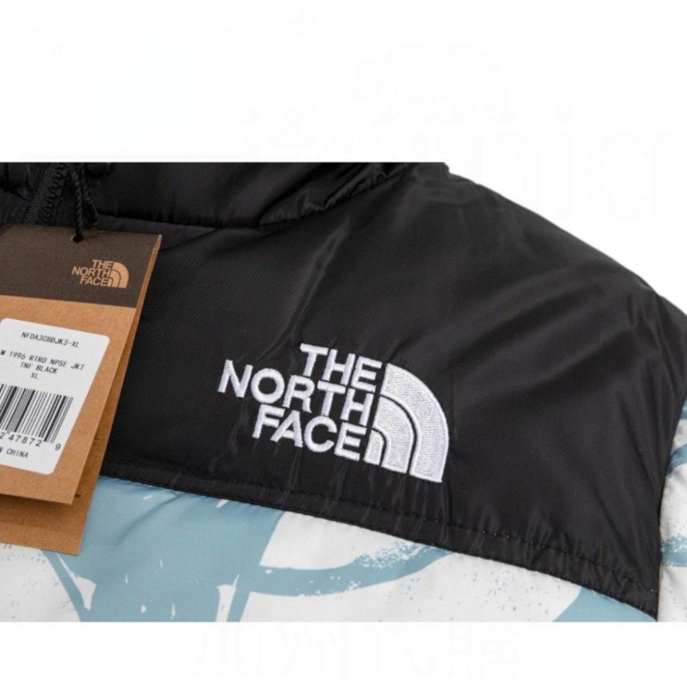TNF 1996 Retri Nuptse Jacket系列日式和風扇TNF扇型Logo 羽絨棉羽絨外套 藍白色-細節圖4