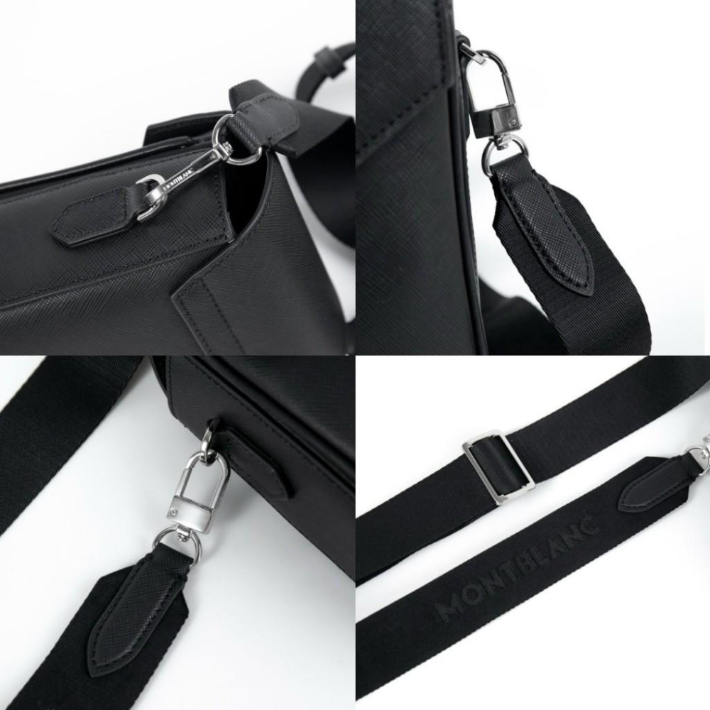 萬寶龍 匠心系列牛皮防刮直式信差包/手機包/小包 中性男女通用款 Black 黑色 磁扣-細節圖5