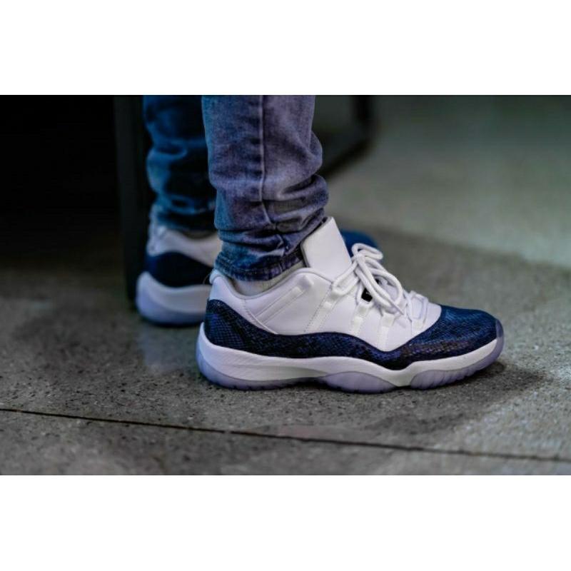 AJ11 Navi Blue Snakeskin 海軍藍蛇皮紋/蟒蛇藍/青蟒鱗 低筒實戰用籃球鞋-細節圖3