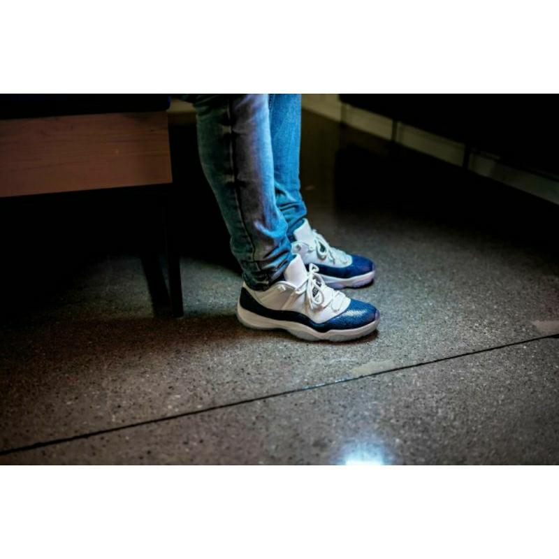 AJ11 Navi Blue Snakeskin 海軍藍蛇皮紋/蟒蛇藍/青蟒鱗 低筒實戰用籃球鞋-細節圖6