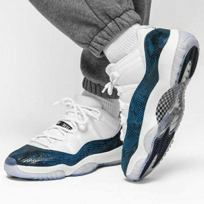 AJ11 Navi Blue Snakeskin 海軍藍蛇皮紋/蟒蛇藍/青蟒鱗 低筒實戰用籃球鞋-細節圖9