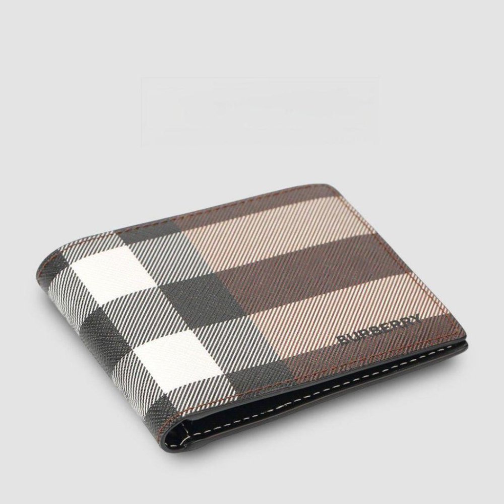 Check and Leather Bifold Wallet 品牌字母徽標 經典格紋雙摺皮夾-細節圖3