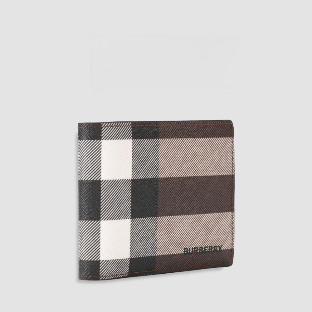 Check and Leather Bifold Wallet 品牌字母徽標 經典格紋雙摺皮夾-細節圖4