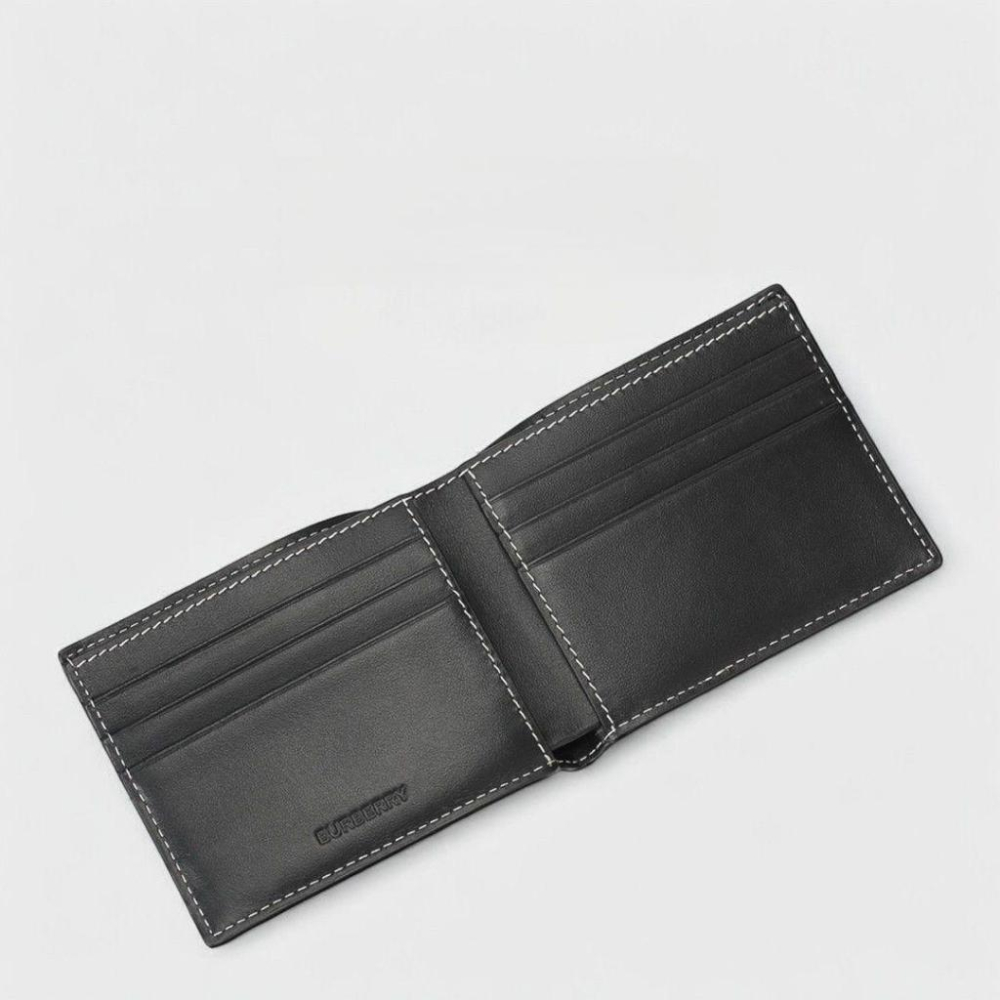 Check and Leather Bifold Wallet 品牌字母徽標 經典格紋雙摺皮夾-細節圖5