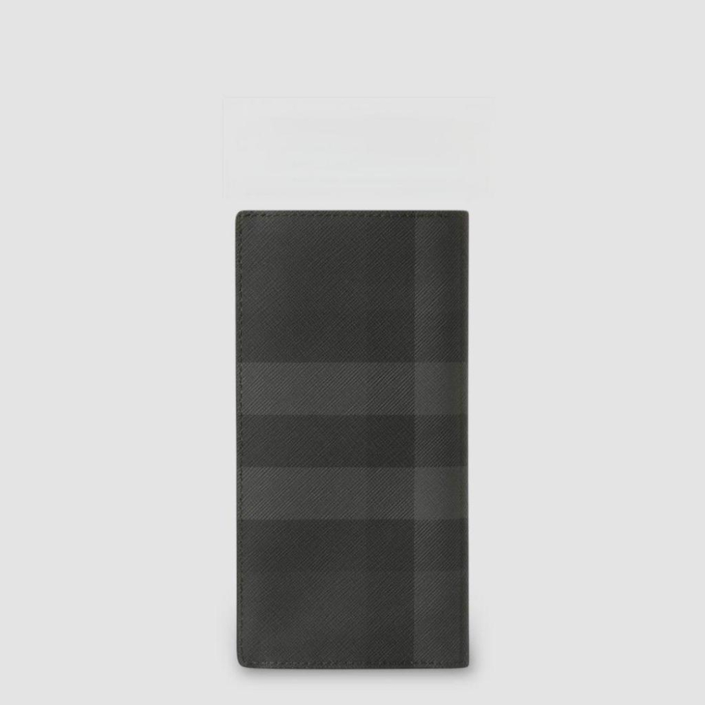 Check Continental Wallet 品牌字母徽標 經典格紋皮革長夾｜炭灰色｜對折｜16卡｜-細節圖2