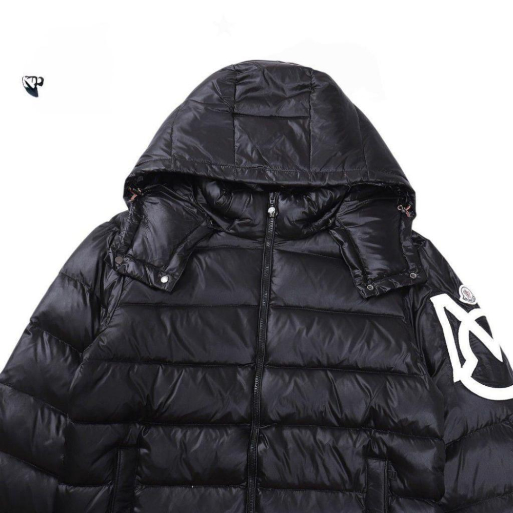 蒙口 袖大M字羽絨連帽外套｜防風｜外套｜黑色｜法國品牌｜男女通用款式-細節圖5