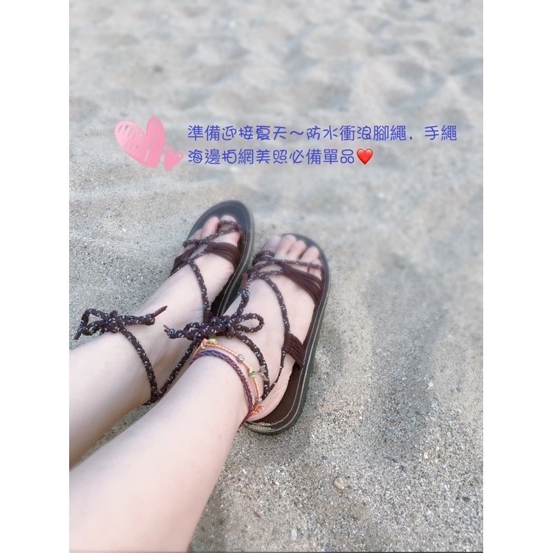 《啦啦小姐》蠶絲蠟線手環，防水腳鍊，衝浪繩，五彩蠟線，情侶手環，情侶手鍊-細節圖2