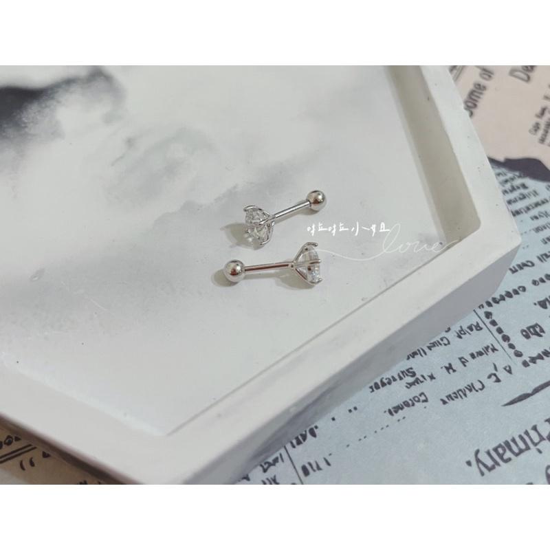 《啦啦小姐》現貨S925純銀 ，細針 ，鋯石5mm耳骨釘 轉珠耳環，單只售-細節圖2