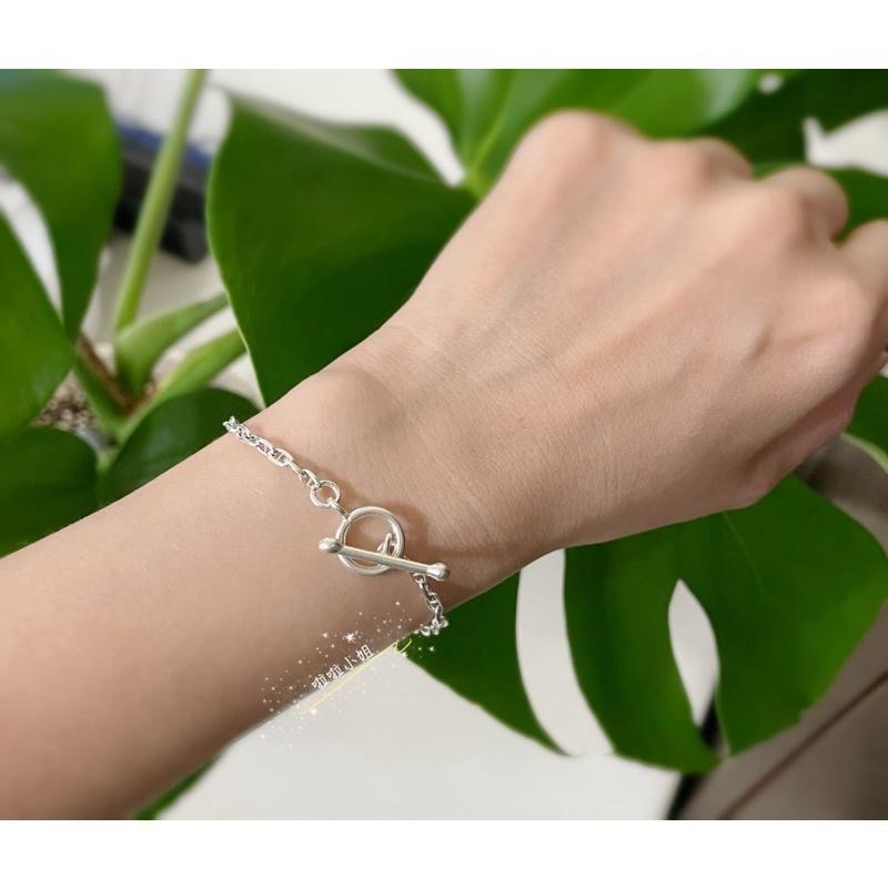 《現貨》925純（啦啦小姐）銀豬鼻手鍊，OT釦手鍊，氣質個性手鍊-細節圖2